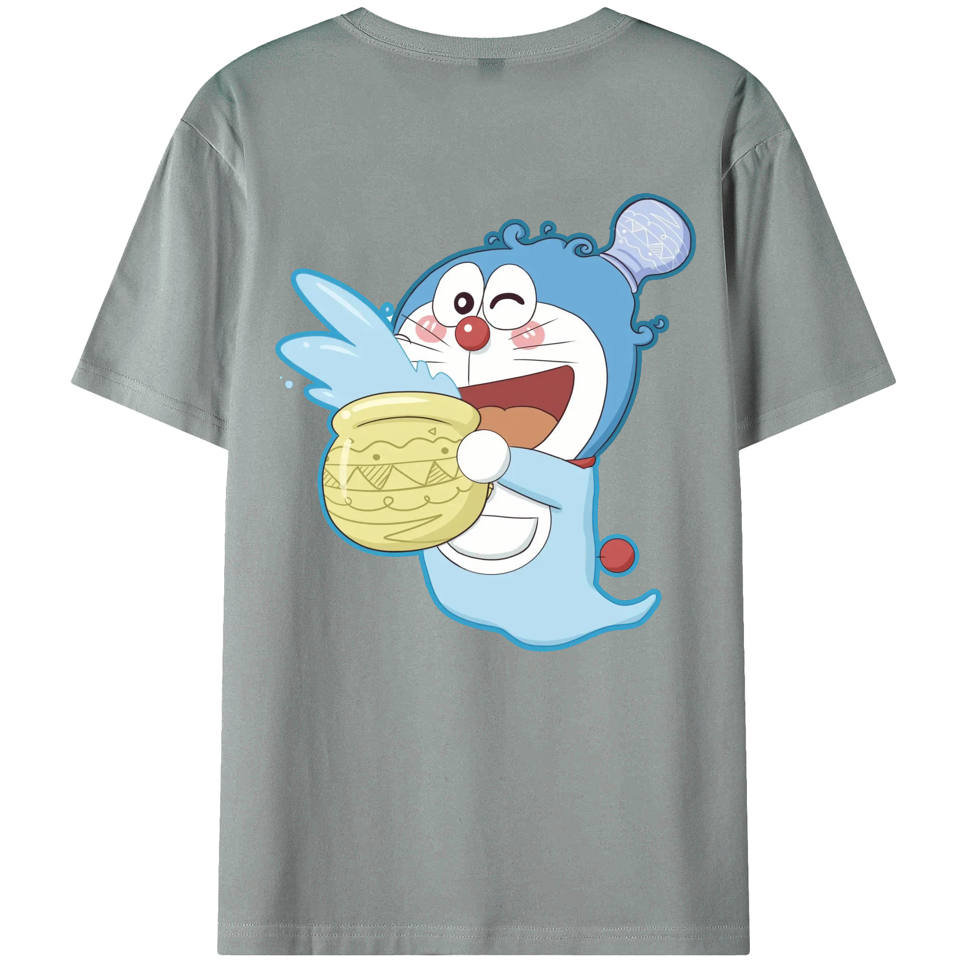 （画像用） ドラえもん Doraemon 綿100％ メンズ半袖Tシャツ（バックプリント） 通気性